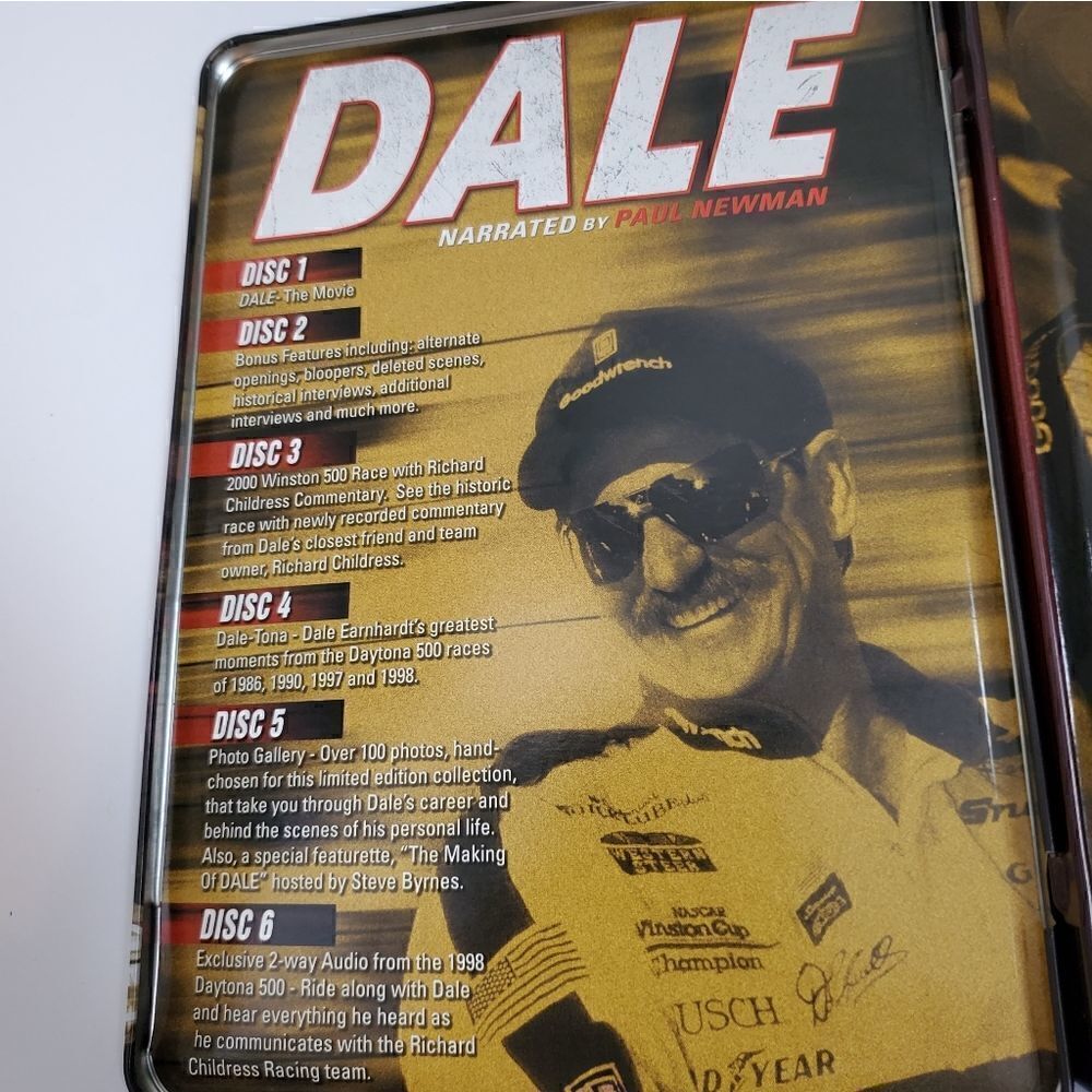 Nascar DALE THE MOVIE 6 DISC WITH COLLECTABLE TIN NARRATED BY PAUL NEWMAN - Picture 9 of 11